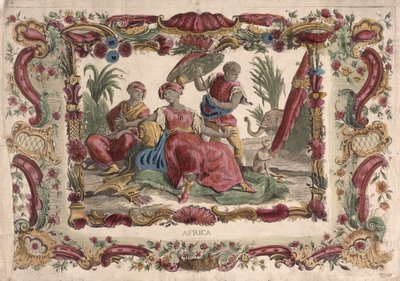 大陸アフリカ（色付きの銅版画） 作： Italian School